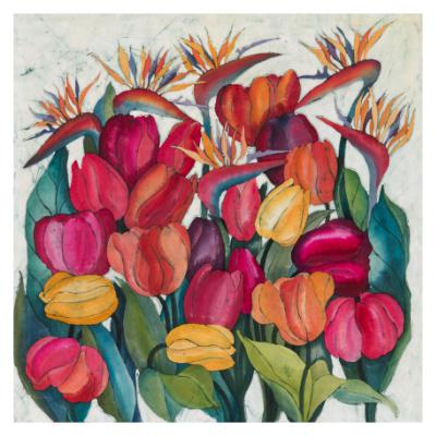 No.824 Tulips and Strelitzia - signed print.